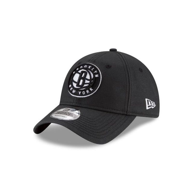 NBA Brooklyn Nets Waxed Canvas 9Twenty Adjustable (JIW2680) - Black New Era Caps